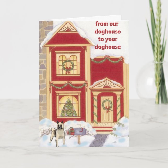 Festiva Tarjeta de Navidades Akita (Anverso)