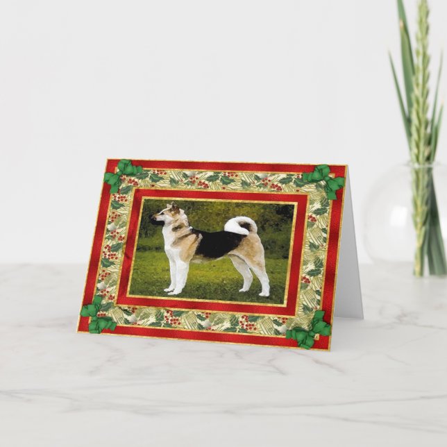 Festiva Tarjeta de Navidades Akita Dog Blank (Anverso)