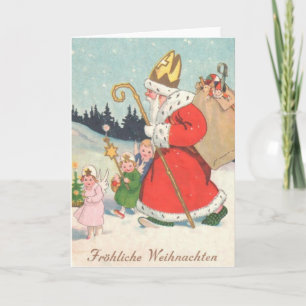 Festiva Tarjeta de Navidades alemana vintage de St. Nickol