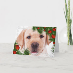 Festiva Tarjeta de Navidades Amarillo Labrador