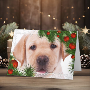 Festiva Tarjeta de Navidades Amarillo Labrador