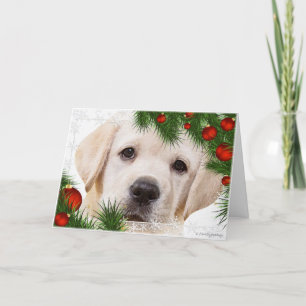 Festiva Tarjeta de Navidades Amarillo Labrador