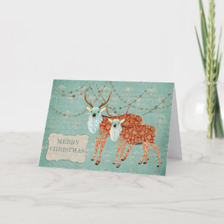 Festiva Tarjeta de Navidades Amber Ornate Deer