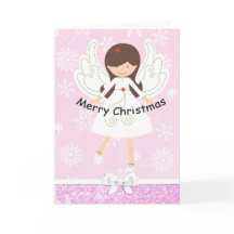 Tarjeta de Navidades Angel Rosa y Snowflakes de bo