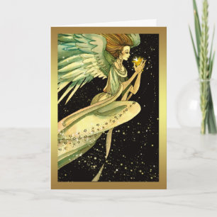 Festiva Tarjeta de Navidades Angel - Saludos de temporada