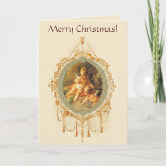 Festiva Tarjeta de Navidades Angels Cherubs Vintage Style