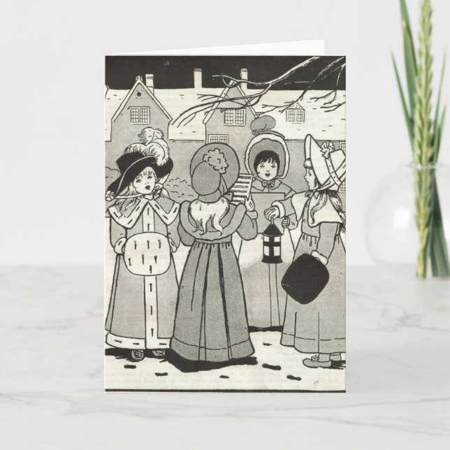 Festiva tarjeta de navidades antiguos (Anverso)