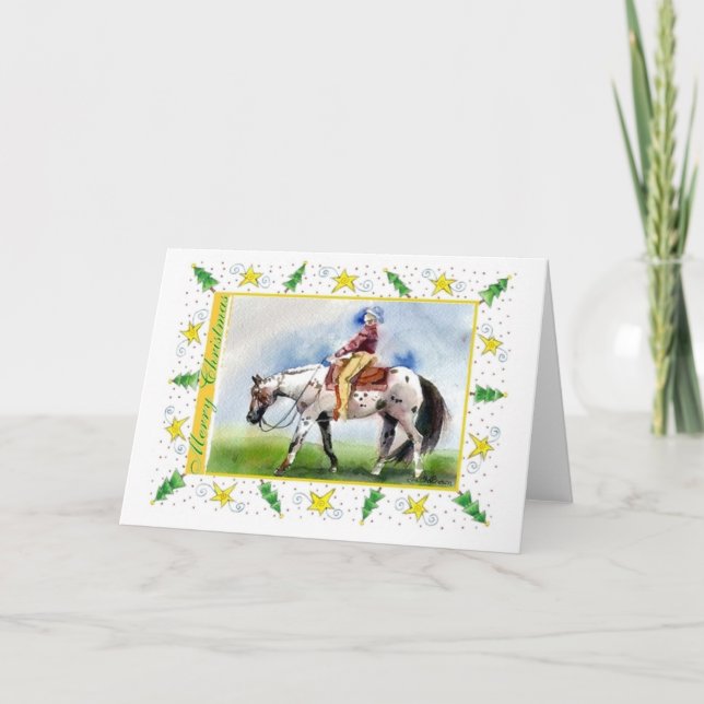 Festiva Tarjeta de Navidades Appaloosa Western Plasure Bla (Anverso)
