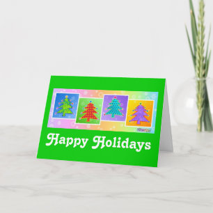 Festiva Tarjeta de navidades - Árboles navideños de arte p