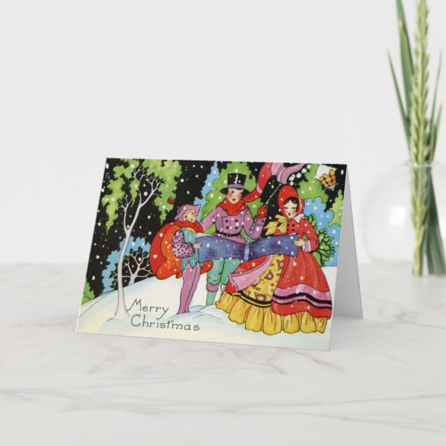 Festiva Tarjeta de Navidades Art Déco de los años 1900 (Anverso)