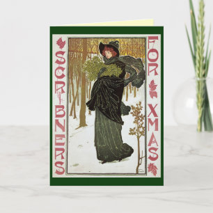 Festiva Tarjeta de Navidades Art Nouveau