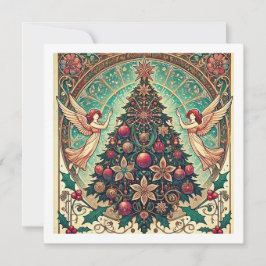 Festiva Tarjeta de Navidades Art Nouveau