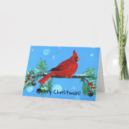 Festiva Tarjeta de navidades - Arte infantil - Cardenal