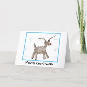 Festiva Tarjeta de navidades - Arte para niños - Rudolph