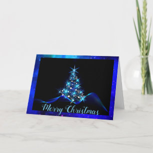 Festiva Tarjeta de Navidades azul eléctrico