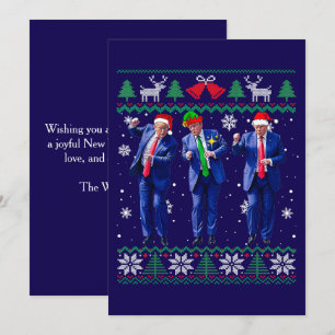 Festiva Tarjeta de Navidades azul Trump Santa Hat Dance
