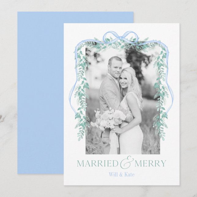 Festiva Tarjeta de Navidades azules casados y abuelos (Anverso / Reverso)