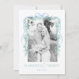 Festiva Tarjeta de Navidades azules casados y abuelos