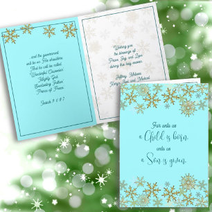 Festiva Tarjeta de Navidades azules de la Escritura Cristi