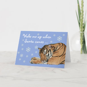 Festiva Tarjeta de Navidades azules para tigres dormidos