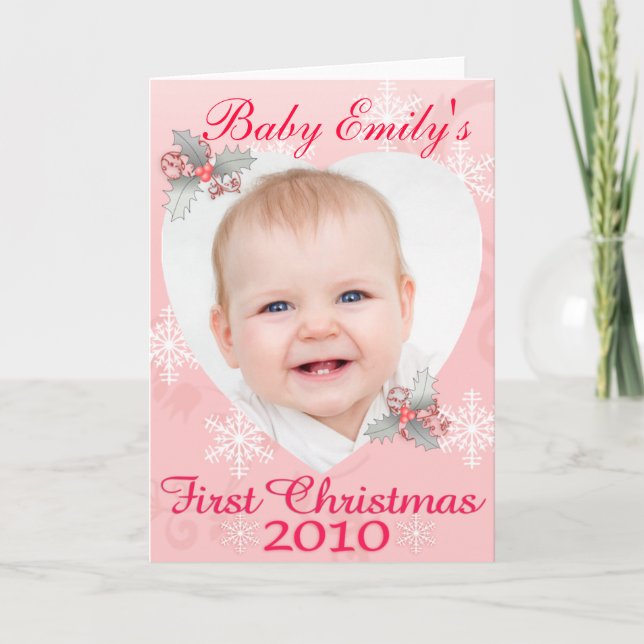 Festiva Tarjeta de Navidades Baby Girl First (Anverso)
