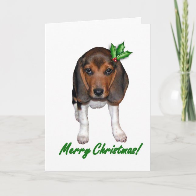 Festiva Tarjeta de Navidades Beagle (Anverso)