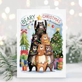 Festiva Tarjeta de Navidades Beary de Cuchillas de Agua