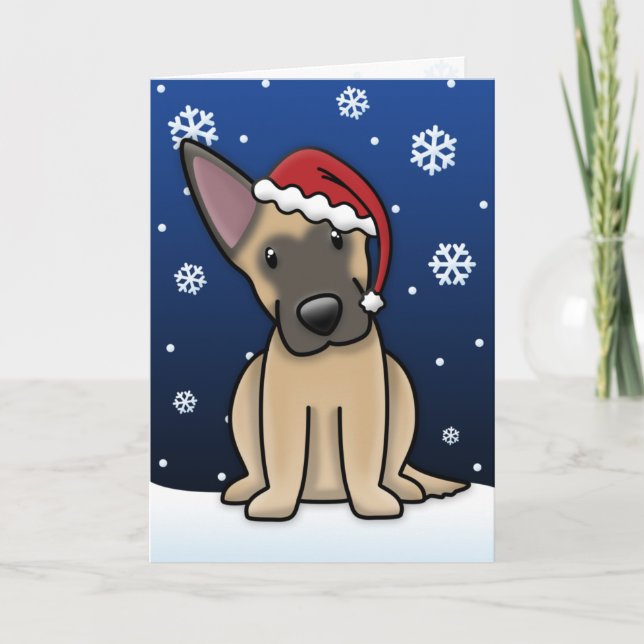 Festiva Tarjeta de Navidades belgas malinois de Kawaii (Anverso)