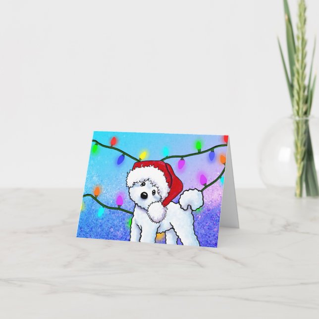 Festiva Tarjeta de Navidades Bichon Frise (Anverso)