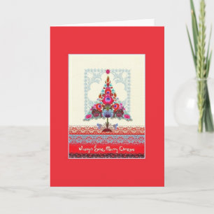 Festiva Tarjeta de Navidades bilingües retro polaco
