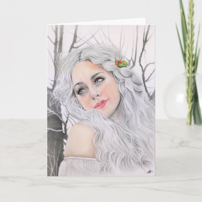 Festiva Tarjeta de Navidades blancos (Anverso)