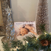 Tarjeta de Navidades blancos del perro de Golden R