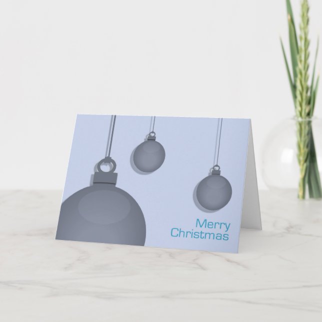 Festiva Tarjeta de Navidades Blue Baubles (Anverso)