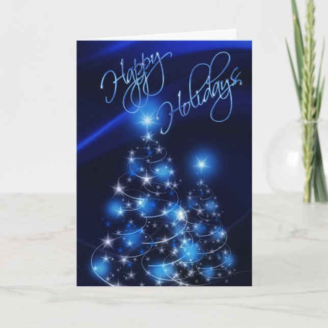 Festiva Tarjeta de Navidades Blue Happy Holidays (Anverso)
