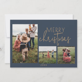 Festiva Tarjeta de Navidades Blue MERRY Holiday