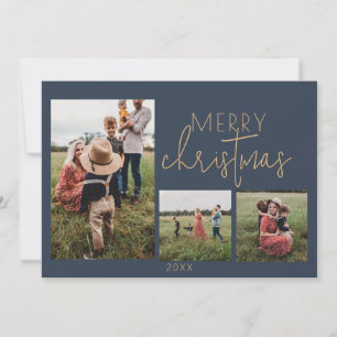 Festiva Tarjeta de Navidades Blue MERRY Holiday