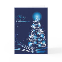Tarjeta de Navidades Blue Swirls Christmas Tree