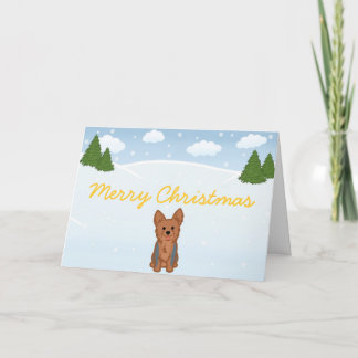 Festiva Tarjeta de Navidades Blue Yorkie