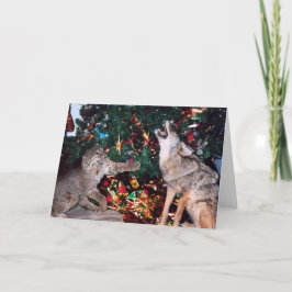Festiva Tarjeta de Navidades Bobcat Coyote Wild Animal Sou