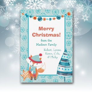 Festiva Tarjeta de Navidades Boho Style Woodland Fox