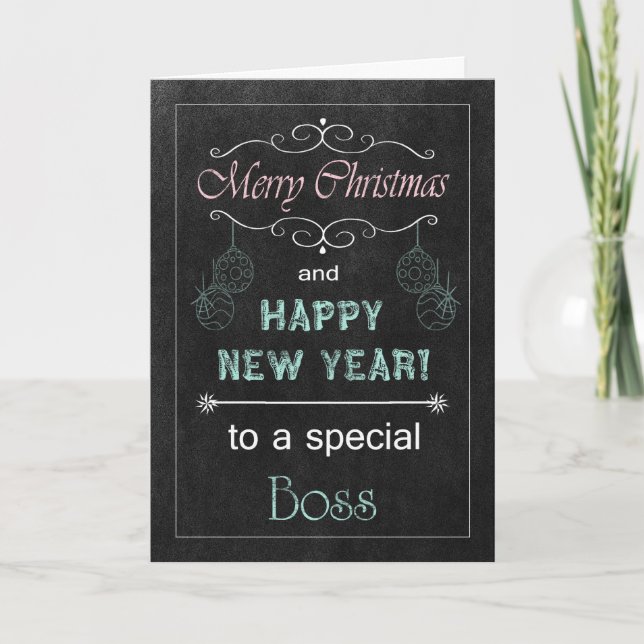 Festiva Tarjeta de Navidades Boss Chalkboard (Anverso)