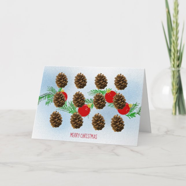 Festiva Tarjeta de Navidades Boughe and Pinecones (Anverso)