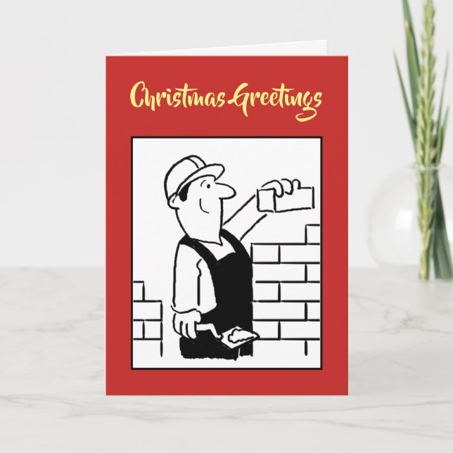 Festiva Tarjeta de Navidades Bricklayer y House Builder (Anverso)