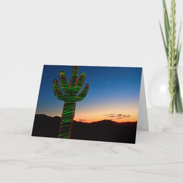 Festiva Tarjeta de Navidades Cactus navidades (Anverso)
