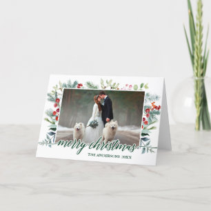 Festiva Tarjeta de Navidades Calligraphy Watercolor Greene