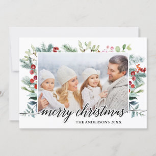 Festiva Tarjeta de Navidades Calligraphy Watercolor Greene