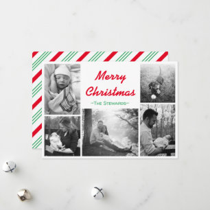 Festiva Tarjeta de Navidades Candy Cane Stripe
