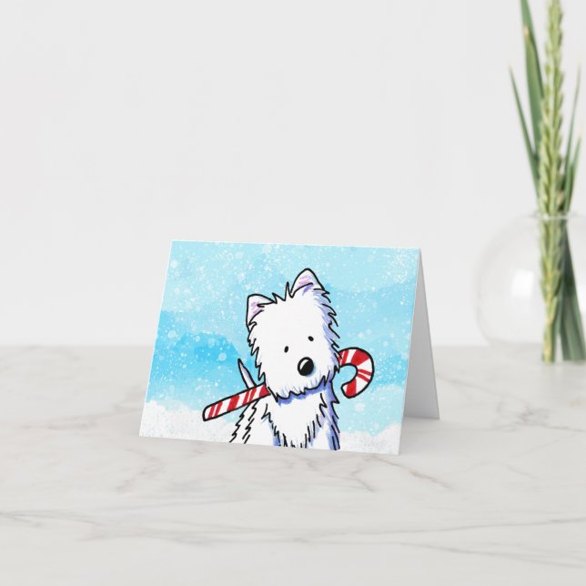 Festiva Tarjeta de Navidades Candy Cane Westie (Anverso)