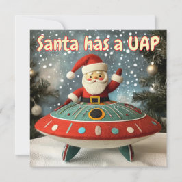 Festiva Tarjeta de Navidades caprichosos de Santa y OVNI