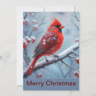 Festiva Tarjeta de Navidades cardinales de invierno person